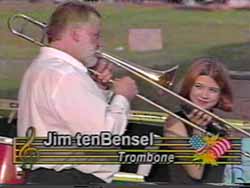 Jim tenBensel, trombone soloist, with vocalist Sarah Morris
