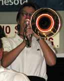Julie Stenberg plays a trombone solo.