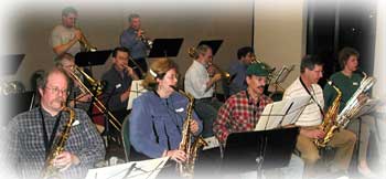 Community musicians join the Roseville Big Band for a sit-in night. Bigger picture is 53K.