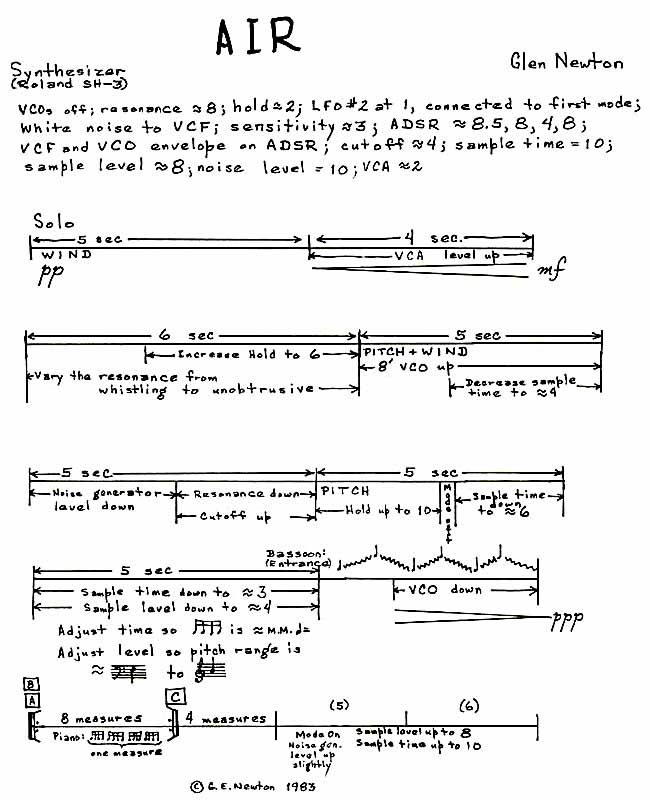 "Air" synthesizer part, page 1.