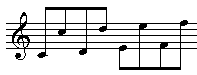 C4-C5-D4-D5-E4-E5-F4-F5 in eighth notes.