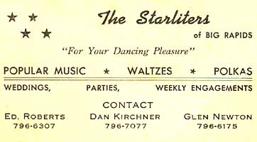 Business card for The Starliters.