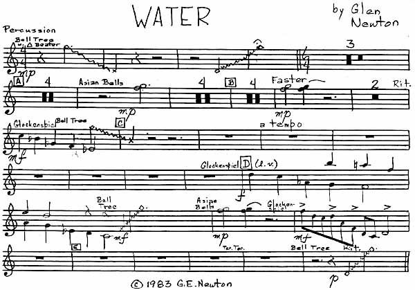 "Water" - page 1 of percussion part.
