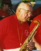 Doc Leisen, charter member of the Roseville Big Band, with his tenor sax.