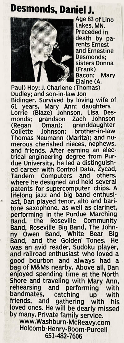 Dan Desmonds obituary