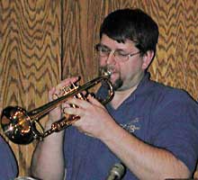 Keith plays trumpet at O'Gara's